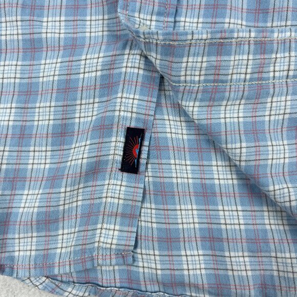 Faherty Ventura Shirt Mens M Long Sleeve Button-Up Blue Plaid Pocket Casual - Picture 4 of 8